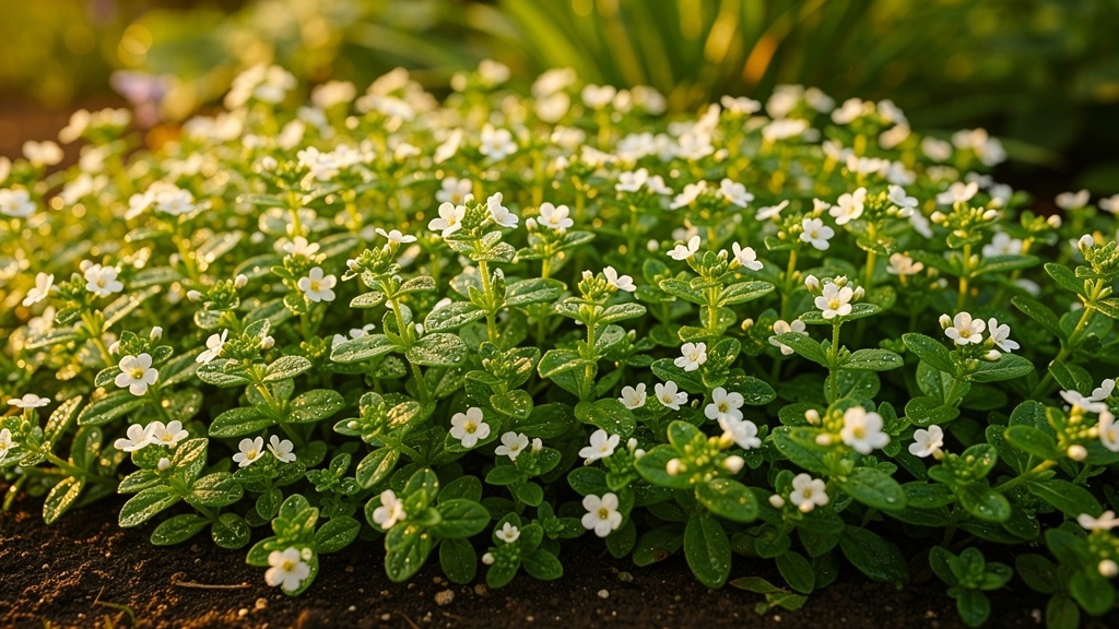 Brahmi growing in a garden bed